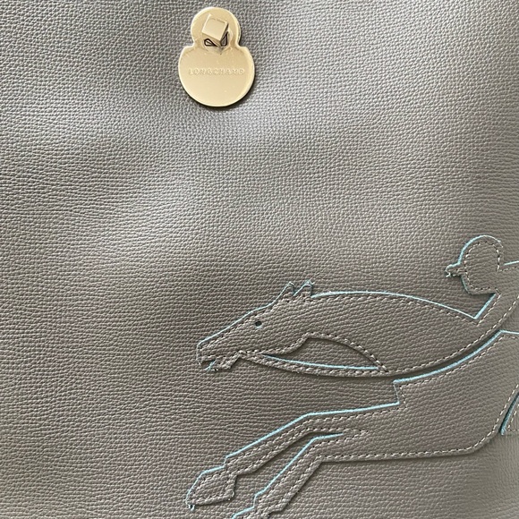 Longchamp Logo Patch Hobo Shoulder Bag ( gray ) - Picture 12 of 12